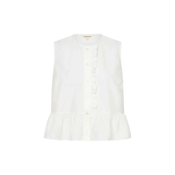 Oroton Oxford Peplum Top Antique White
