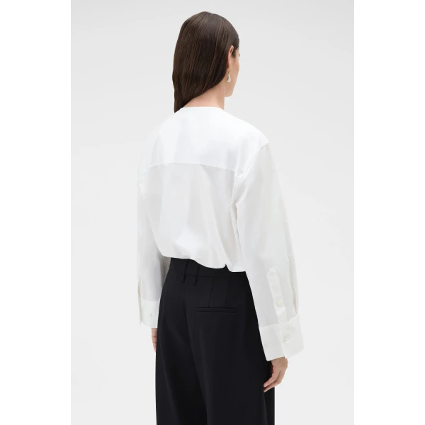 Oroton Pocket Detail Bomber Shirt White, view 5