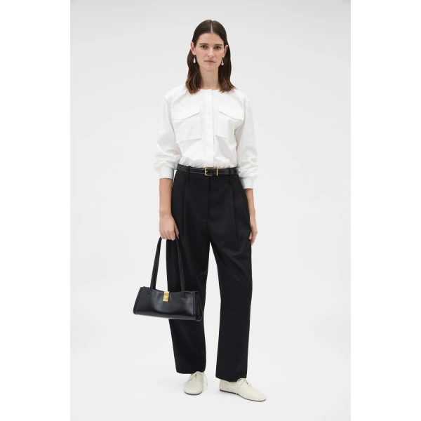 Oroton Pocket Detail Bomber Shirt White, view 6