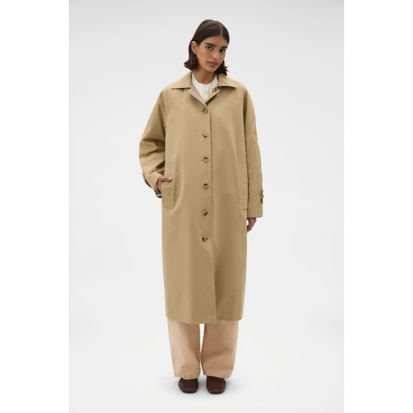 Oroton Reversible Check Mac Camel Coat, view 2