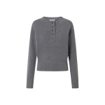 Oroton Rib Knit Henley Grey Marle