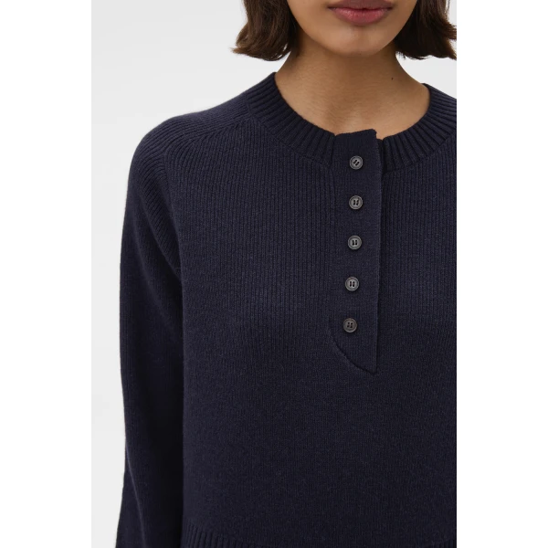 Oroton Rib Knit Henley North Sea, view 4