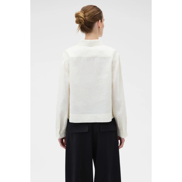 Oroton Ribbon Trim Shirt Fresh Cream, view 5