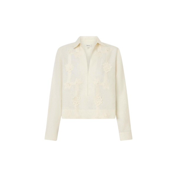 Oroton Ribbon Trim Shirt Fresh Cream