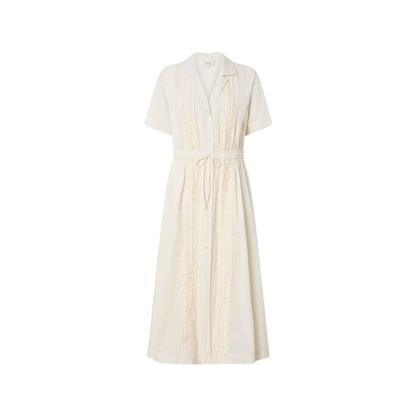 Oroton Ruffle Detail Shirt Dress Cream