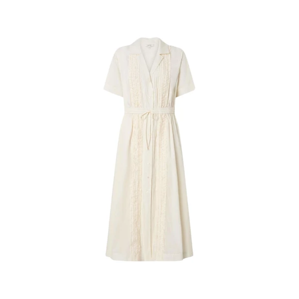 Oroton Ruffle Detail Shirt Dress Cream