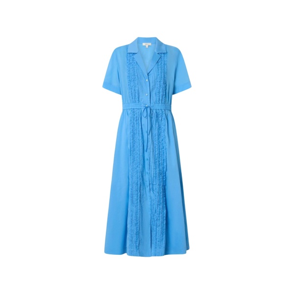 Oroton Ruffle Detail Shirt Dress Sea Blue