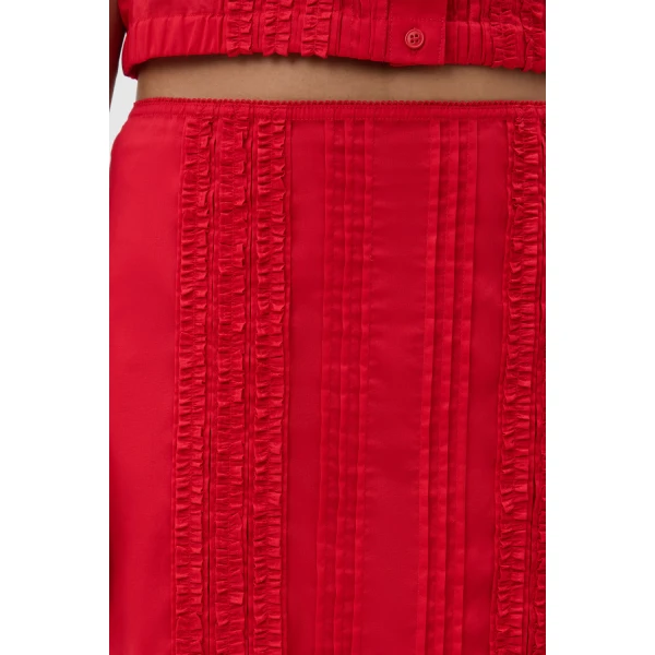 Oroton Ruffle Detail Skirt Red Ribbon, view 4