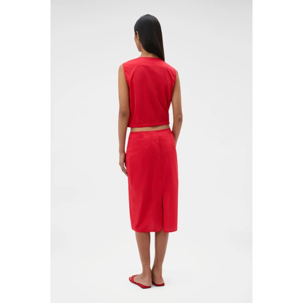 Oroton Ruffle Detail Skirt Red Ribbon, view 5