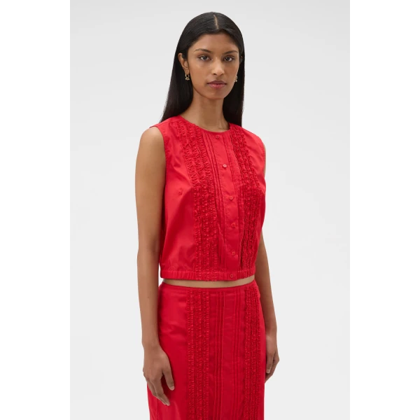 Oroton Ruffle Detail Top Red Ribbon, view 3