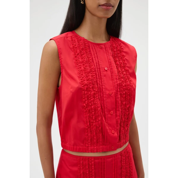 Oroton Ruffle Detail Top Red Ribbon, view 4