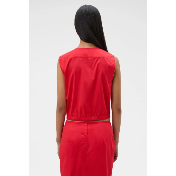 Oroton Ruffle Detail Top Red Ribbon, view 5