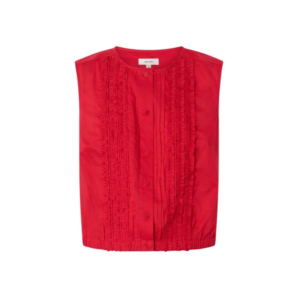 Oroton Ruffle Detail Top Red Ribbon