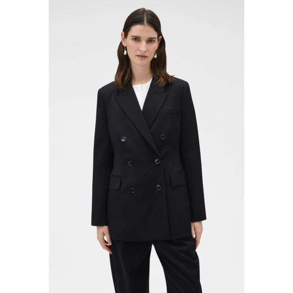 Oroton Shaped Double Breasted Blazer Black, view 2