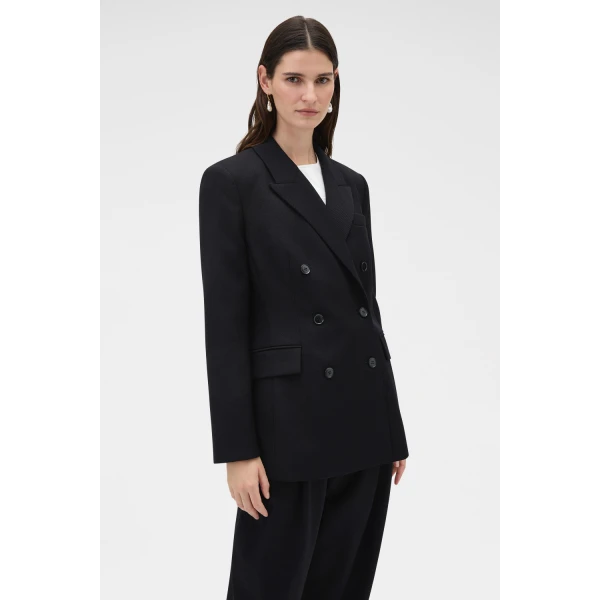 Oroton Shaped Double Breasted Blazer Black, view 3