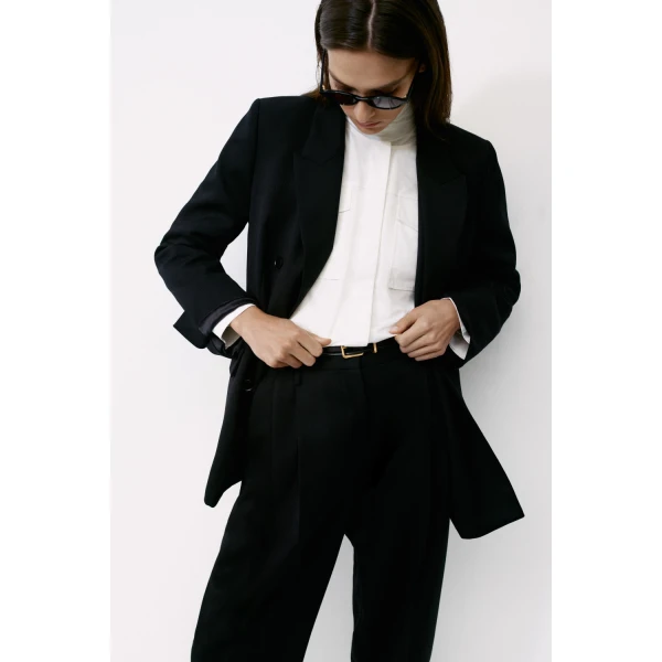 Oroton Shaped Double Breasted Blazer Black, view 4