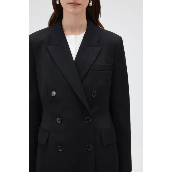 Oroton Shaped Double Breasted Blazer Black, view 5