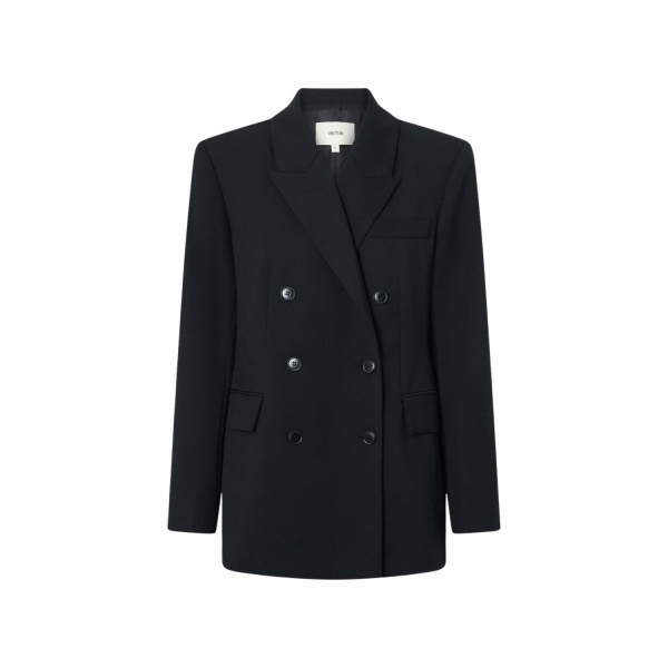 Oroton Shaped Double Breasted Blazer Black