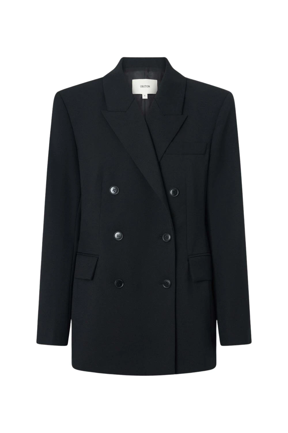 Oroton-Shaped-Double-Breasted-Blazer-Black64425_nobg Oroton Shaped Double Breasted Blazer Black