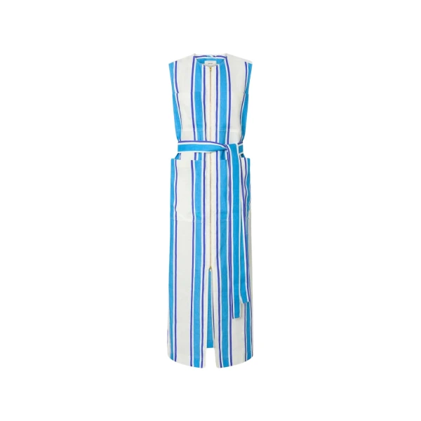 Oroton Shore Stripe Day Dress Sea Blue
