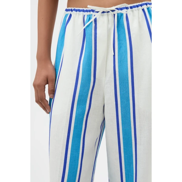 Oroton Shore Stripe Pyjama Pant Sea Blue, view 4