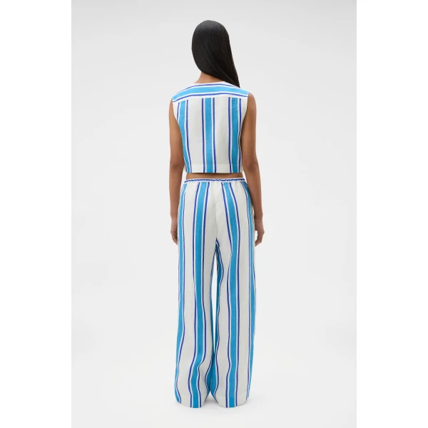 Oroton Shore Stripe Pyjama Pant Sea Blue, view 5