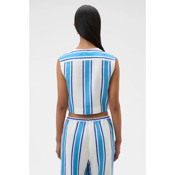 Oroton Shore Stripe Shell Top Sea Blue, view 5