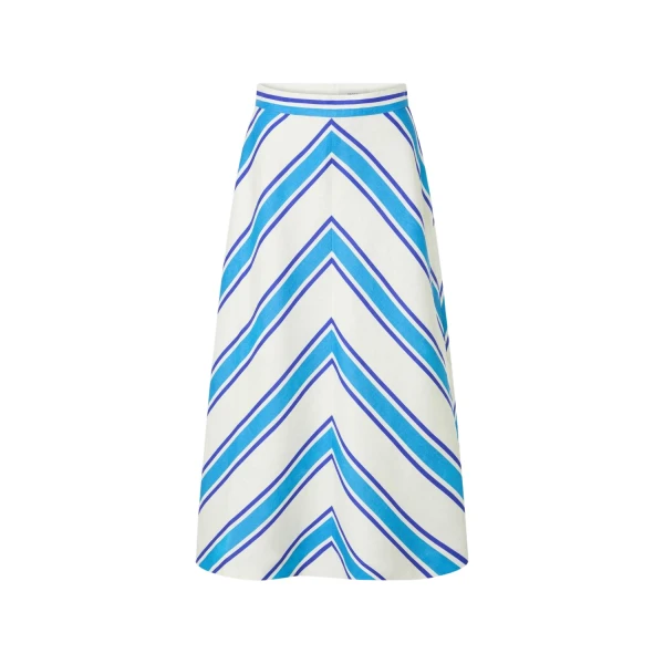 Oroton Shore Stripe Skirt Sea Blue