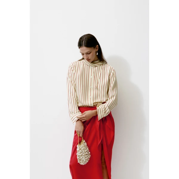 Oroton Silk Sarong Skirt Poppy, view 4