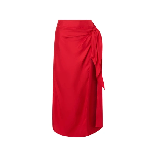 Oroton Silk Sarong Skirt Poppy