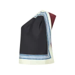 Oroton Silk Scarf One Shoulder Top Black