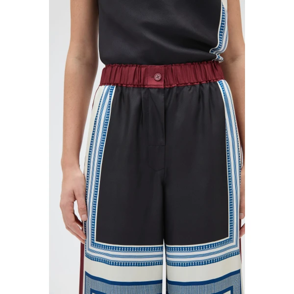 Oroton Silk Scarf Pyjama Pant Black, view 4