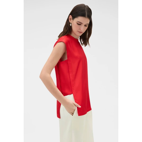 Oroton Silk Shell Top Poppy, view 3