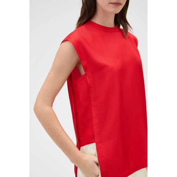 Oroton Silk Shell Top Poppy, view 4