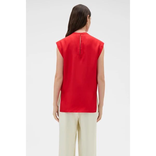 Oroton Silk Shell Top Poppy, view 5