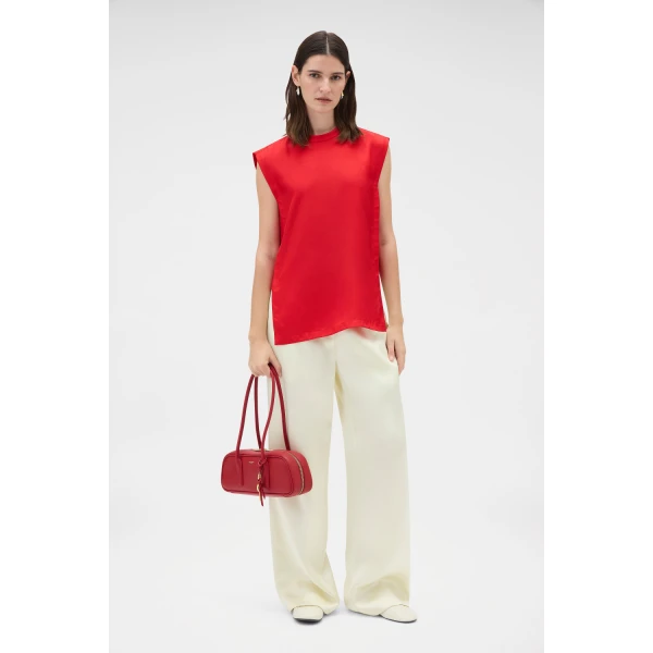 Oroton Silk Shell Top Poppy, view 6