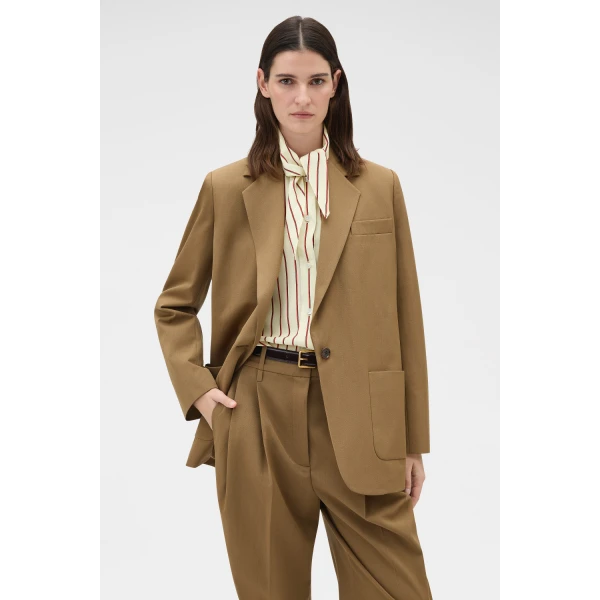 Oroton Single Breasted Blazer Dark Rye, view 2