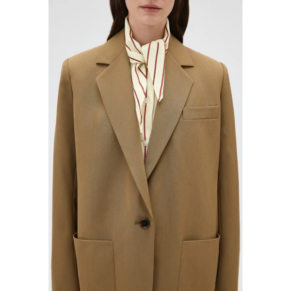 Oroton Single Breasted Blazer Dark Rye, view 4