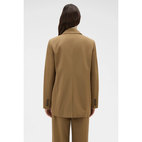 Oroton Single Breasted Blazer Dark Rye, view 5