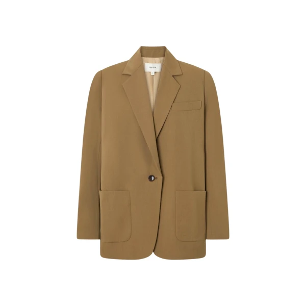 Oroton Single Breasted Blazer Dark Rye