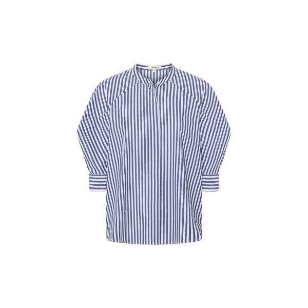 Oroton Sleeve Detail Stripe Shirt North Sea White