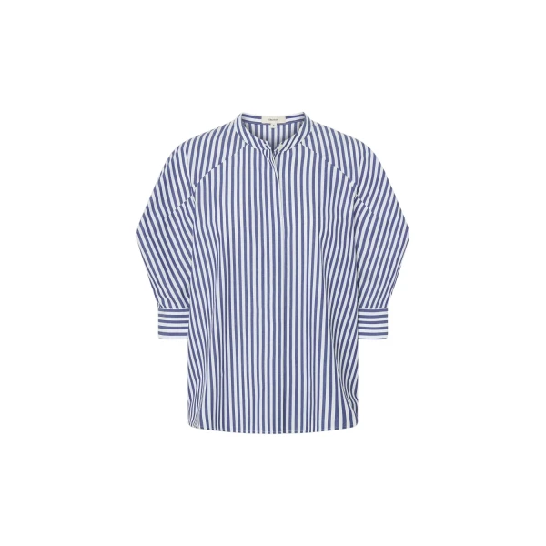 Oroton Sleeve Detail Stripe Shirt North Sea White