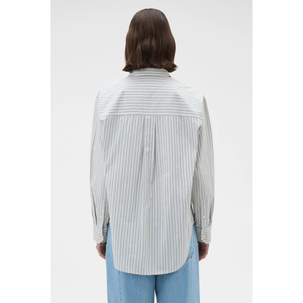 Oroton Soft Stripe Shirt Soft Blue, view 5