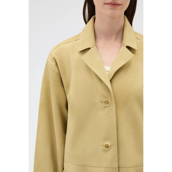 Oroton Suede Coat Sepia, view 4
