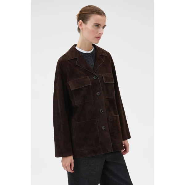 Oroton Suede Jacket Dark Chocolate, view 3