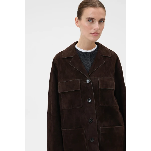 Oroton Suede Jacket Dark Chocolate, view 4