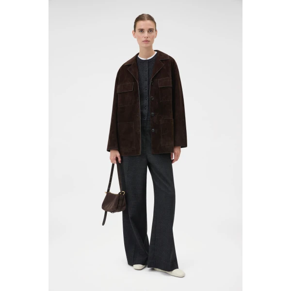 Oroton Suede Jacket Dark Chocolate, view 6