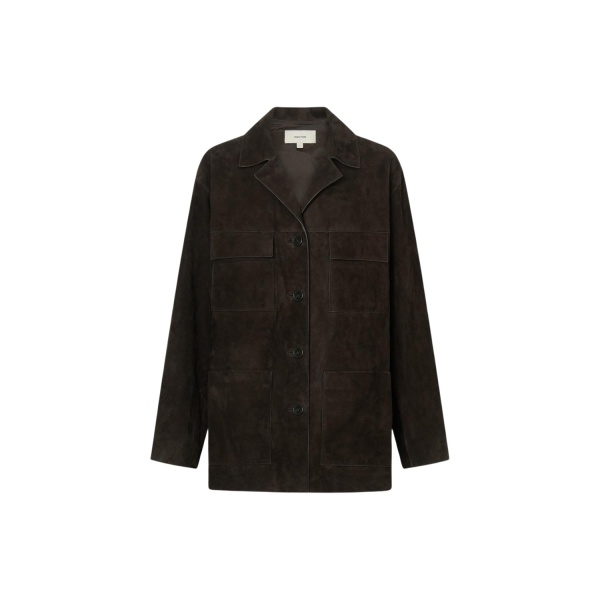 Oroton Suede Jacket Dark Chocolate