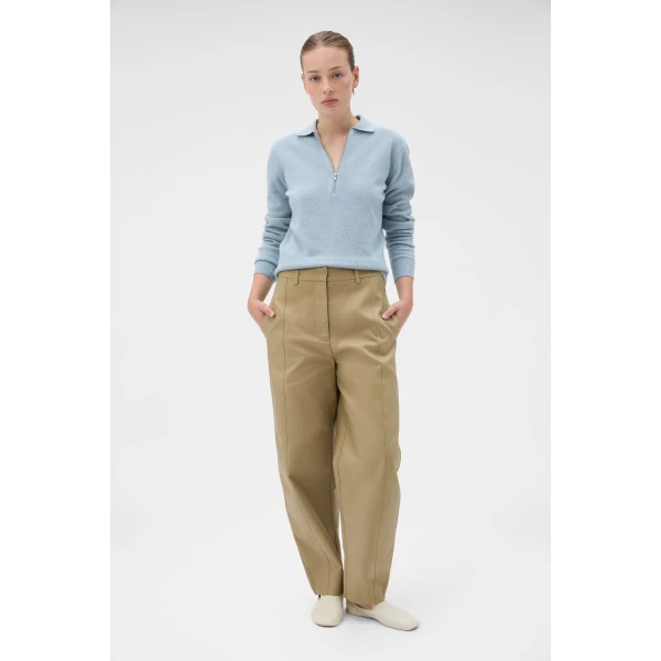 Oroton Tailored Curved Leg Pant Haystack, view 2