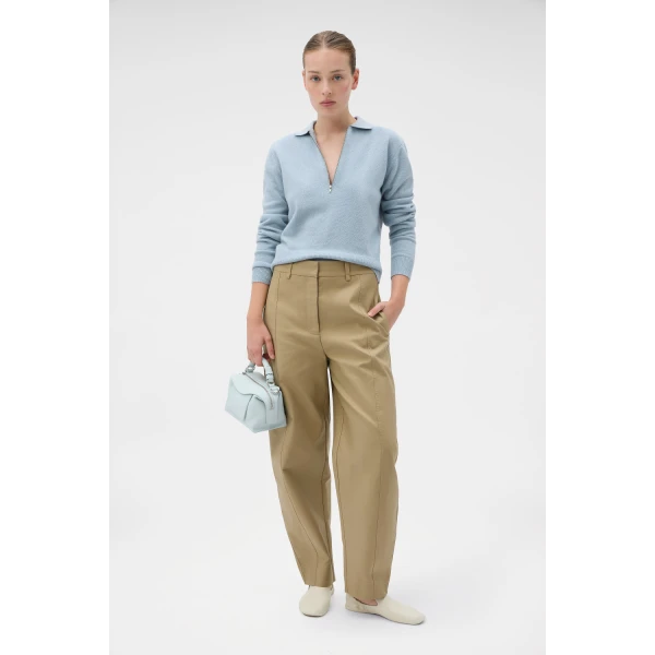 Oroton Tailored Curved Leg Pant Haystack, view 6
